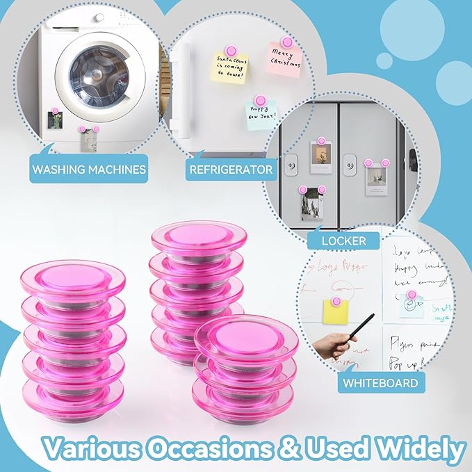 ZDZBLX Fridge Magnets 28 Pack, Strong Refrigerator Magnets Small Heavy Duty Mini Magnet, Cute Round Magnets for Whiteboard Fridge Locker Classroom Office Use, Decorative Pink Magnet for Home, School