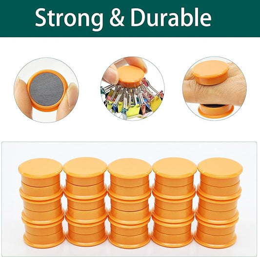 ZDZBLX Fridge Magnets, 30pcs Strong Refrigerator Magnets, Heavy Duty Small Magnets for Whiteboard, Office, Classroom, Lockers, Maps, DIY Crafts - Cute Mini Round Magnet for Fridge, Kitchen (Orange)