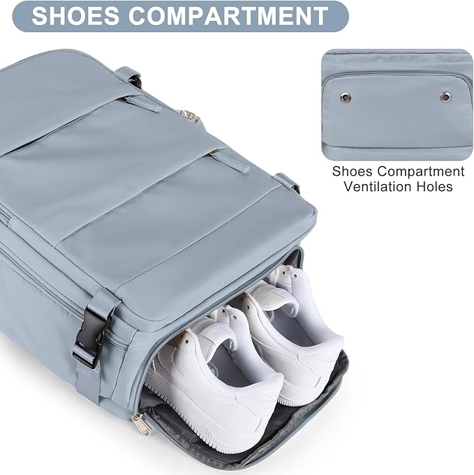 Travel Backpack For Women Men Airline Approved Carry On Backpack Flight Approved Waterproof Sports Luggage Backpack Casual Daypack Small Hiking Backpack Grey Blue