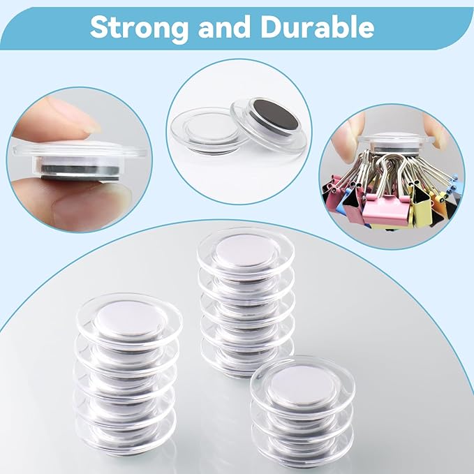 ZDZBLX Fridge Magnets 28 Pack, Strong Refrigerator Magnets Small Heavy Duty Mini Magnet, Cute Round Magnets for Whiteboard Fridge Locker Classroom Office Use, Decorative White Magnet for Home, School