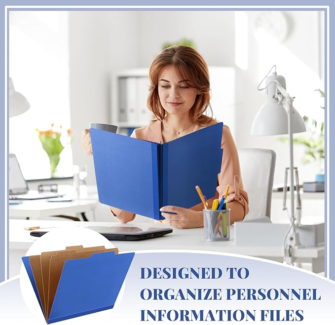 60 Pcs Classification Folders Letter Size, 3 Divider Pressboard File Folder with Fasteners, Expanding File Organizer Bulk for Teachers, Clergy, Office, Church, Christmas Donations (Dark Blue)