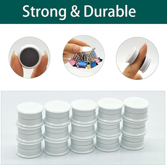 ZDZBLX Fridge Magnets, 10pcs Strong Refrigerator Magnets, Heavy Duty Small Magnets for Whiteboard, Office, Classroom, Lockers, Maps, DIY Crafts - Cute Mini Round Magnet for Fridge, Kitchen (White)