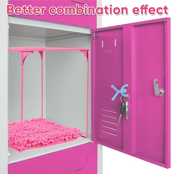 Locker Organizer Shelf and Locker Carpet 、locker accessories、Decorating Kit Suitable for School, Office、 Pink Locker Accessory for Girls Back to School Essentials(1, Pink)