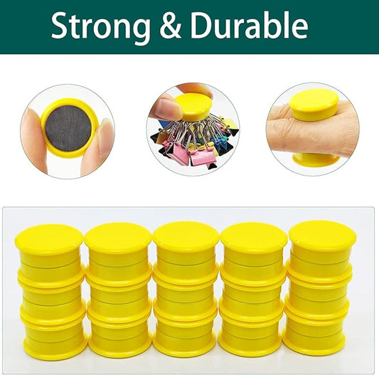 ZDZBLX Fridge Magnets, 30pcs Strong Refrigerator Magnets, Heavy Duty Small Magnets for Whiteboard, Office, Classroom, Lockers, Maps, DIY Crafts - Cute Mini Round Magnet for Fridge, Kitchen (Yellow)
