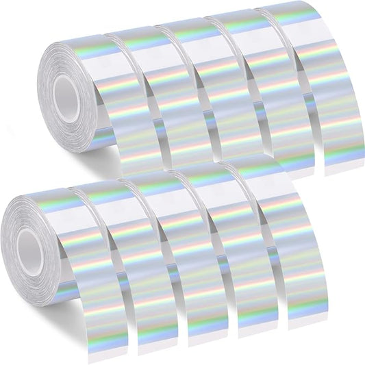 1600 Pcs Label Tapes 15 x 40 mm Laminated Stickers Replacement Compatible with D30 Portable Thermal Label Paper Printer Tapes for Office 160 Pcs/Roll (Holographic Silver)