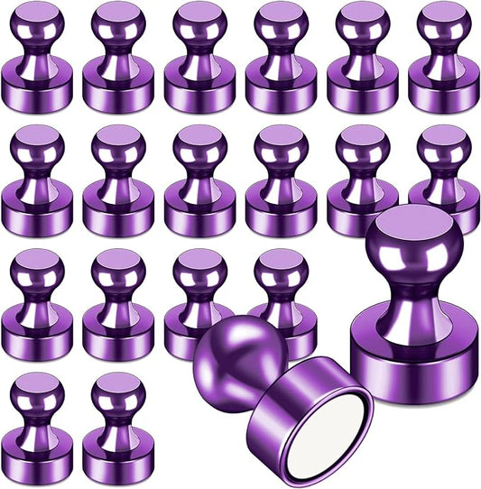 LOVIMAG 20 PCS Refrigerator Magnets, Purple Strong Neodymium Magnets for Whiteboard, Fridge, Push Pin, Office, Classroom, and Map