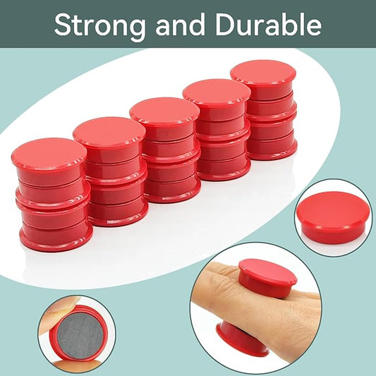 Fridge Magnets, 30 PCS Magnet Refrigerator Magnets Small Magnets for Whiteboard, Round Strong Magnets Heavy Duty Magnets Cute Mini Whiteboard Magnets for Fridge Locker Classroom Office (Red)