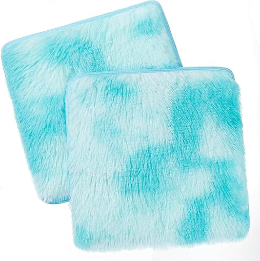 2 Pcs School Locker Rugs - Tie-dye 12 Inch Square Locker Decorations for Girls, Anti-Slip Fluffy Faux Fur Area Carpet for Middle School Locker Decor Aesthetic Nail Photography, Blue