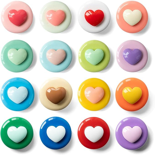 16/9-Piece Glossy Cute Macaron Love Heart Magnet Set - for Whiteboard, Locker, Kitchen & Office, Colorful Strong Decorative Magnetic Decals (Multi-Color, Multi-Pack)