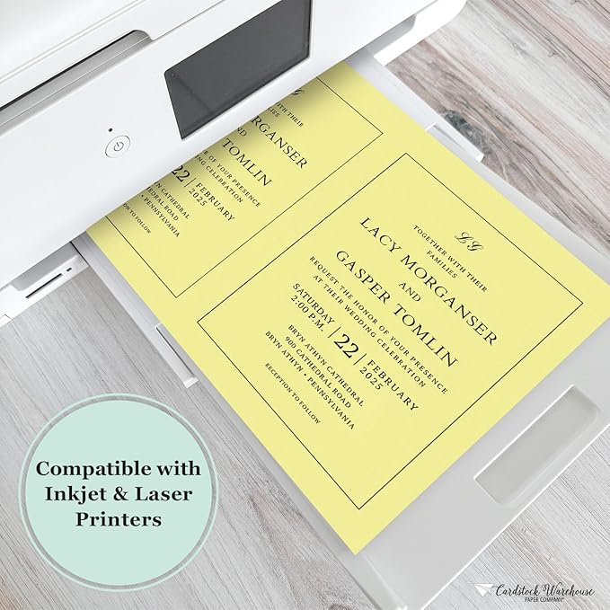 Cardstock Warehouse Pop-Tone Banana Split Yellow Cardstock Paper – 50 Sheets, 8.5 x 11" - 65 lb / 175 GSM Premium Yellow Card Stock for Die-cutting, Crafts, Printing, Card Making and DIY Projects