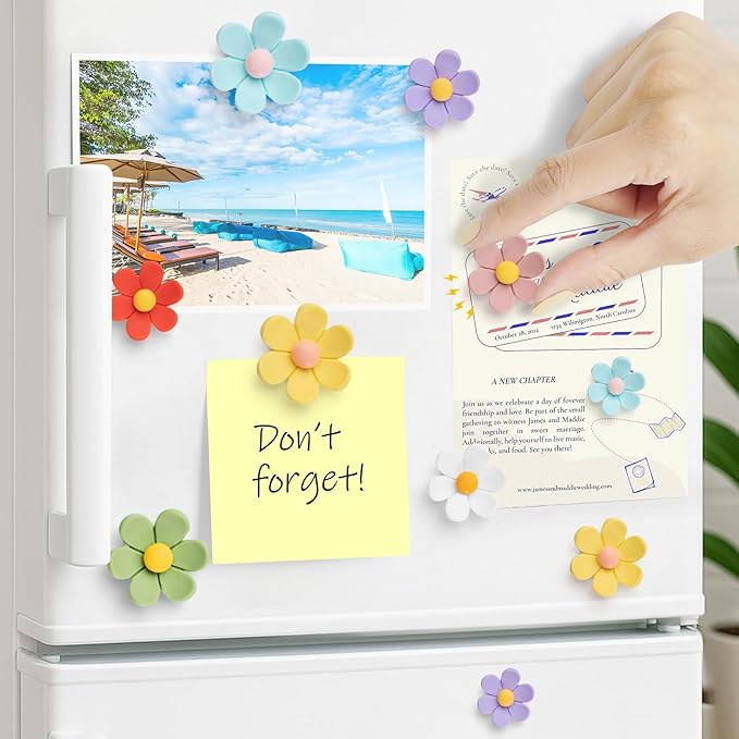 FINDMAG 21Pack Fridge Magnets, Flower Refrigerator Magnets Cute, Fun Magnet Refrigerator, 3D Flower Magnet for Office, Locker Decorations, Home, Kitchen, Whiteboard, (7 Small + 7 Medium + 7 Large)