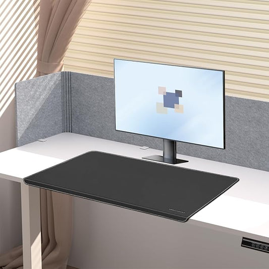 Desk Mat with Lip & Reinforced Stitched Edge|Non-Slip Waterproof PU Leather Desk Pad|Ergonomic Keyboard Mouse Pad with Edge Protector|for Office, Home, Study(28.74" x 16.73",Black)