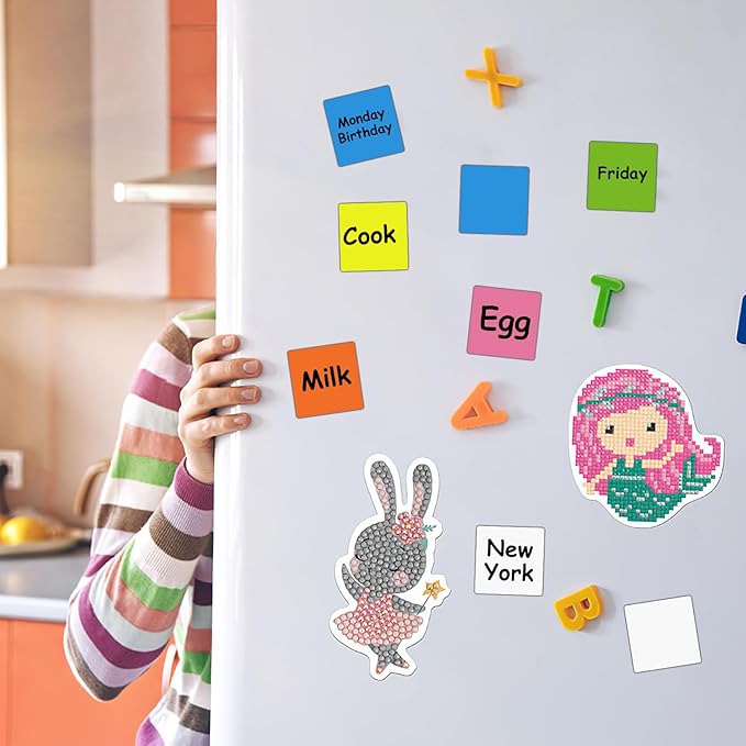 Reusable Magnetic Sticky Notes,3”x3”,24Pack,Dry Erase Magnets Magnetic Labels,Bright Colors Magnet Sheets,Easy to Post for Fridge,Whiteboard,Locker
