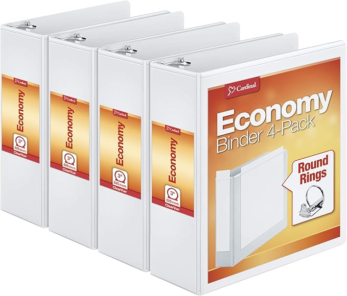 Cardinal Economy 3-Ring Binders and Cardinal Economy 3 Ring Binder Bundle (4 Pack)