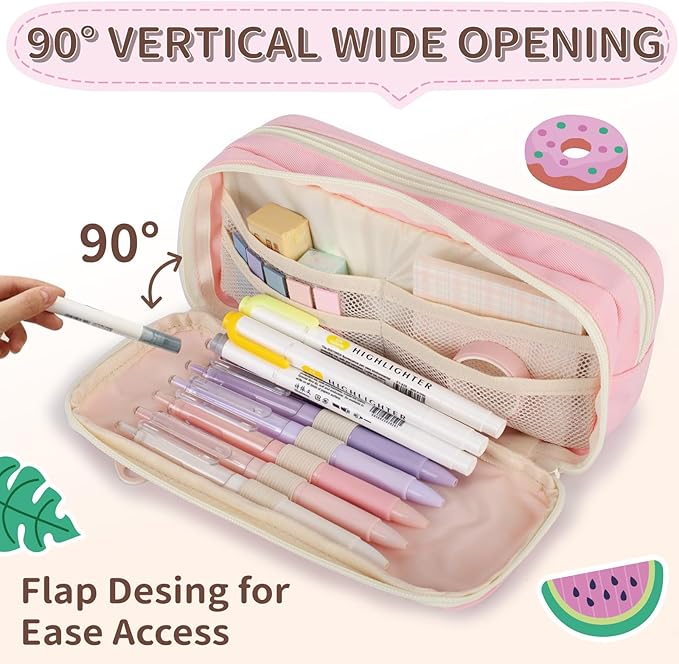 Large Capacity Pencil Case with Compartments, School Pencil Bags with Zipper, Big Storage Pen Bag for Teen Girl Boy Men Women, Adult Stationery Pen Bag for School College and Office