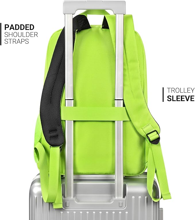 ZORFIN 26L Backpack for School, College, and Travel: Water Resistant Bookbag with 8 Compartments - Greenyellow
