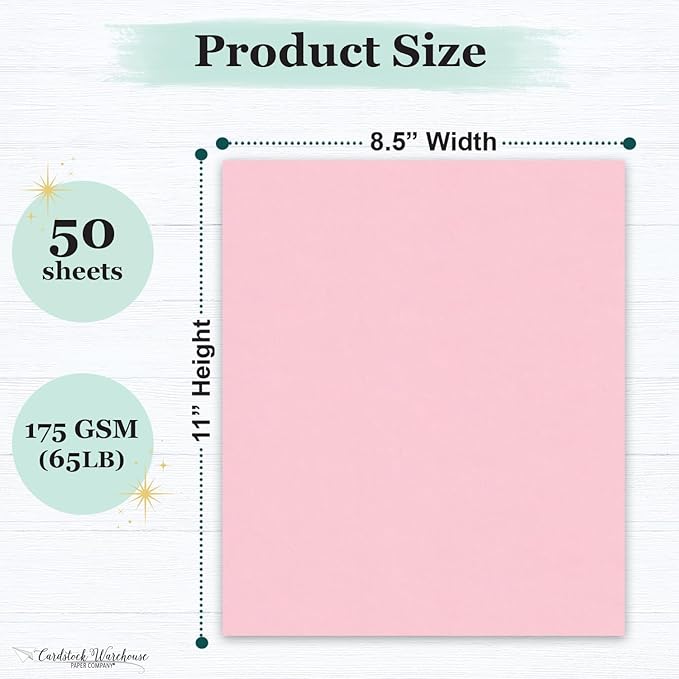 Cardstock Warehouse Pop-Tone Bubblegum Pink Cardstock Paper – 50 Sheets, 8.5 x 11" - 65 lb / 175 GSM Premium Pink Card Stock for Die-cutting, Crafts, Printing, Card Making and DIY Projects