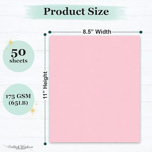 Cardstock Warehouse Pop-Tone Bubblegum Pink Cardstock Paper – 50 Sheets, 8.5 x 11" - 65 lb / 175 GSM Premium Pink Card Stock for Die-cutting, Crafts, Printing, Card Making and DIY Projects