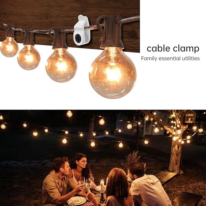 String Light Hanger Hooks, Screw in Hooks for Hanging Christmas Lights, White, 50 Pack (Big)
