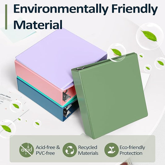 Sooez BinderX Extra Durable 3 Inch 3 Ring Binder, D-Ring Large Binder, Holds 670 Sheets of 8.5x11 Paper, Customizable View Cover with Inside Pockets, Heavy Duty 3 Ring Binder for School, Olive Green