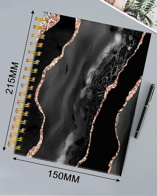 iampanda Spiral Journal Notebook,Strong Twin-Wire Binding with Premium Paper for Girl Women,Cool Luxury Design 60 Sheets A5 College Ruled Notebook/Journal,Perfect for School Office Home Gifts,Black