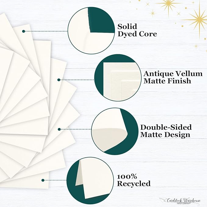 Cardstock Warehouse Pop-Tone Whip Cream Card Stock Paper - 50 Sheets, 8.5 x 11" - 65 lb / 175 GSM Premium Cream Card Stock for Die-cutting, Crafts, Printing, Card Making and DIY Projects