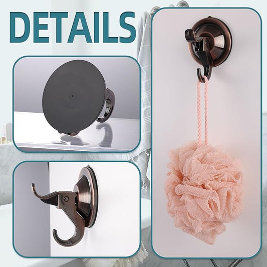 Antimbee Shower Suction Cup Hooks, 10 Pack Removable Glass Wall Holder Hook, Small Suction Utility Hook for Bathroom Kitchen Decor, Up to 11 lbs on Smooth Surface-2 Hooks Design