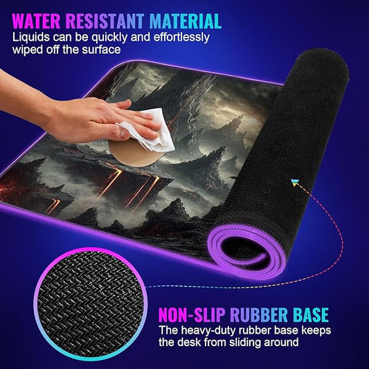 zNexus Elite Gaming Mouse Pad - Desk Mat Gaming Mouse Pad , Medium Extra Large Extended Big Long Huge XL XXL and XXXL RGB LED Light Mousepad For a Computer , PC Mats Mousepads Shadowlands Odyssey