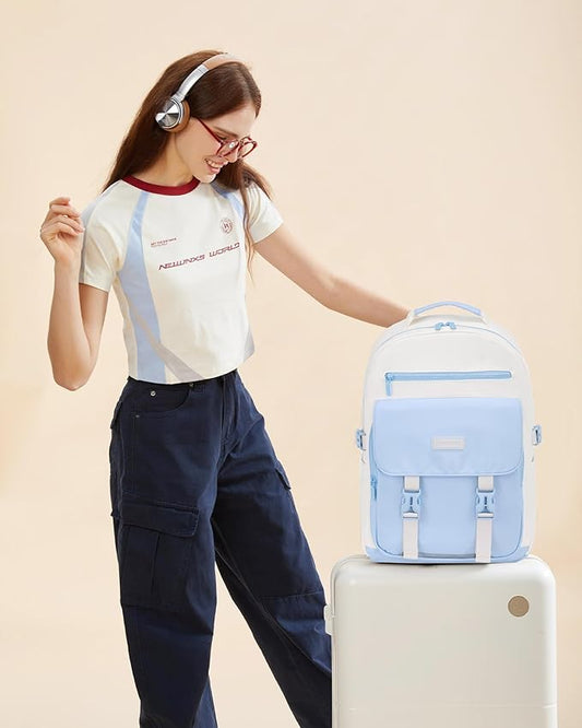LOVEVOOK School Backpack for Teen Girls，Casual School Backpack 14-18 Teenage 15.6 Inch Laptop Bookbag, Cute Big Student Laptop Backpack for College Women Middle High School Travel Daypack，Blue
