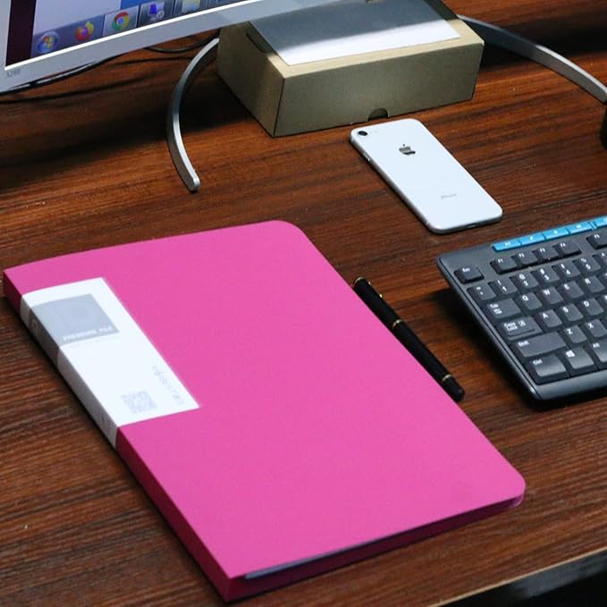 Acocony Punchless Binder with Clamp Letter Size Punchless Clamp Binder 8.5 x 11 Report Covers Plastic Rose Red Pack of 6