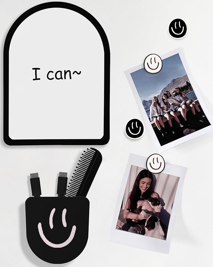 10 pcs - Locker Accessories, Locker Decorations Including Mirrors, whiteboards, Magnets and organizing Supplies. Ideal for Back-to-School Essentials and The Office (10 Pcs - Black)