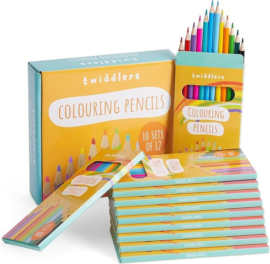 THE TWIDDLERS 10 Pack of 12 Colored Pencils Bulk, 120 Count, Pre-sharpened Mini Coloring Pencils for Kids, Back to School Supplies for Teachers, Classroom Prizes, Party Bag Fillers