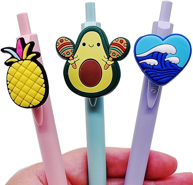 YEALQU 60PCS Random Different Pencil Topper Decoations Cute PVC Pencil Toppes Lovely Black Clip for Pupil/Junior Students Gifts Awards