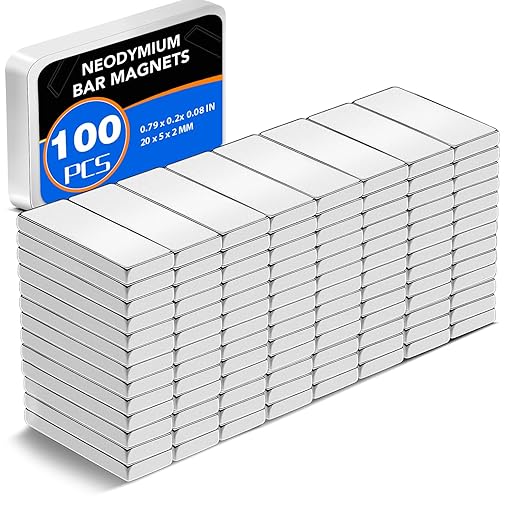 100 Pack Strong Neodymium Bar Magnets，Powerful Rare Earth Neodymium Magnets for Fridge, Garage, Kitchen, Craft, Office etc 20 x 5 x 2 mm