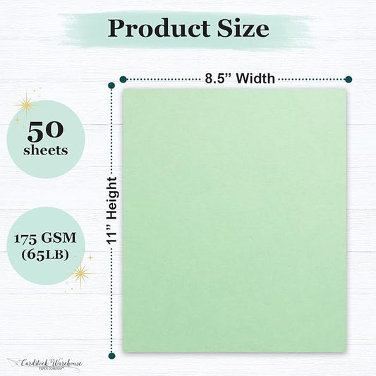 Cardstock Warehouse Pop-Tone Spearmint Green Cardstock Paper – 50 Sheets, 8.5 x 11" - 65 lb / 175 GSM Premium Green Card Stock for Die-cutting, Crafts, Printing, Card Making and DIY Projects