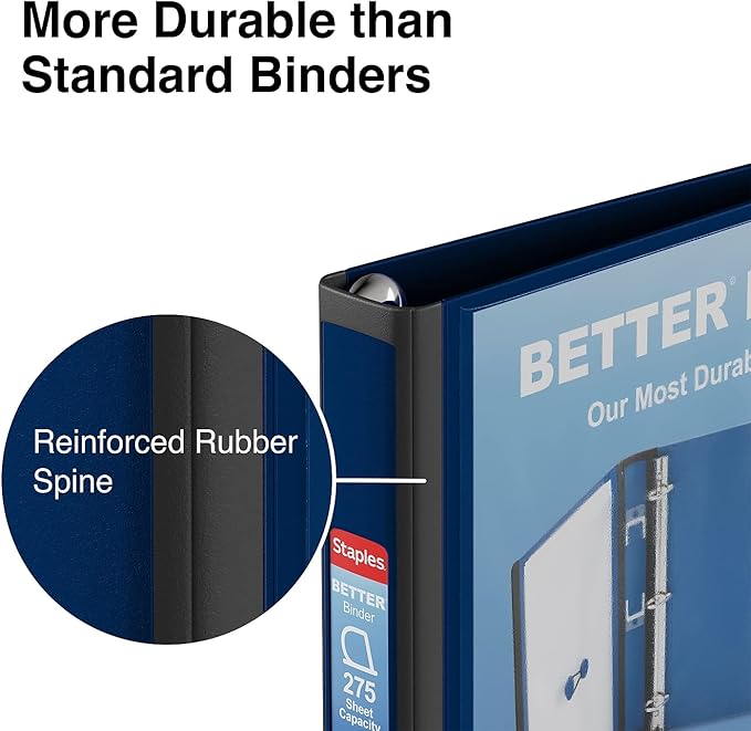 Staples Better 1-Inch D 3-Ring View Binder, Blue