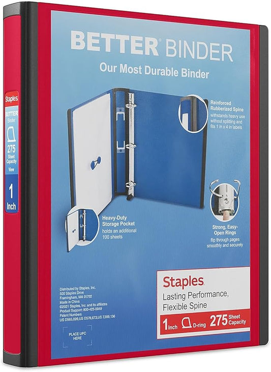 STAPLES 18370 Binders, Red