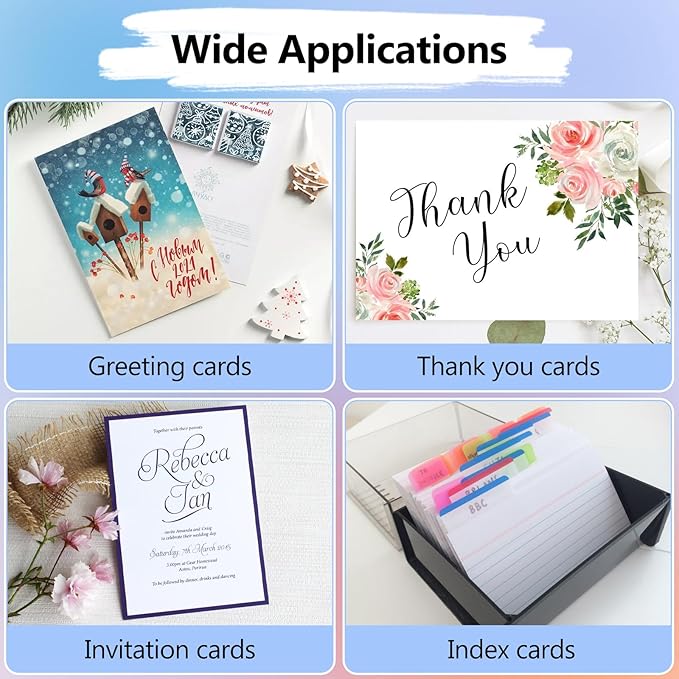 Utron 110 Sheets 4x6 Cardstock, 270 GSM Blank Postcard Paper, Matte White Printable Postcards for Making blank Index cards, Wedding Invitation cards, Thankyou Cards