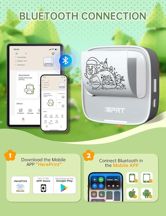 iDPRT Sticker Printer Mini Thermal Portable Printer & Pocket-Sized Sticker Maker, Ideal for Learning Notes, DIY Projects & Kids Gifts, Grey