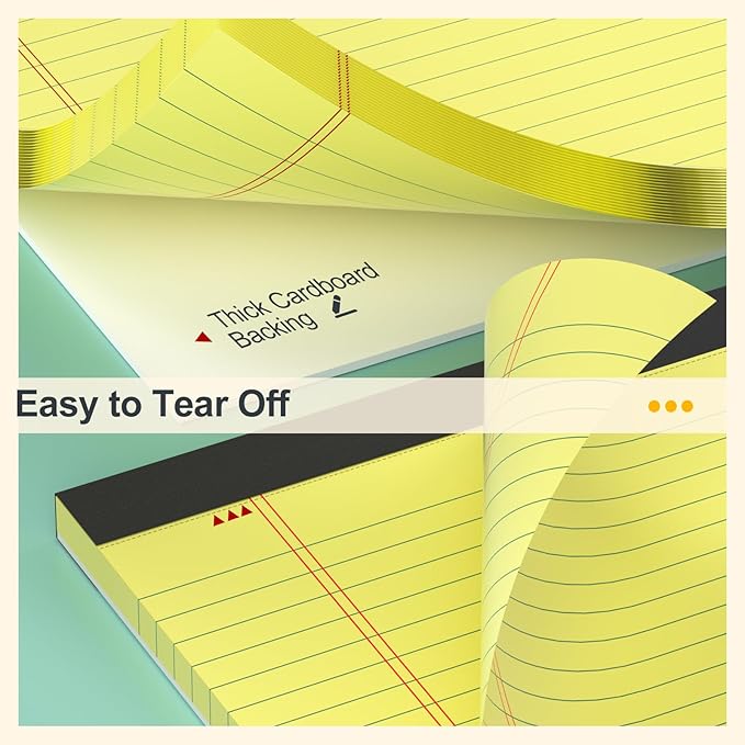 8 Pack Yellow Legal Pads 8.5 x 11 Yellow Notepads 30 Sheets/60 Pages Narrow Ruled, Double-Sided Recycled Paper Writing Pads 8.5 x 11 for Home, School, Office, Students, and Business