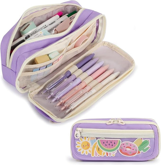 Large Capacity Pencil Case with Compartments, School Pencil Bags with Zipper, Big Storage Pen Bag for Teen Girl Boy Men Women, Adult Stationery Pen Bag for School College and Office