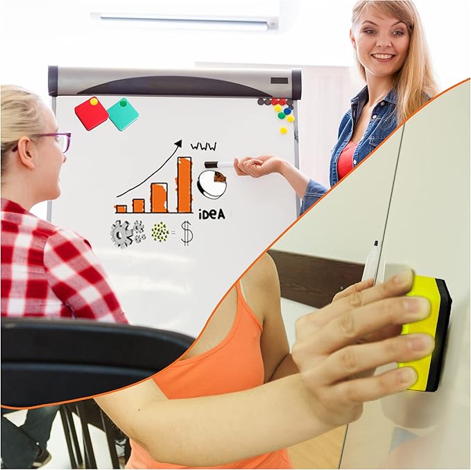 Dry Erase Markers, 48 Pack Magnetic Whiteboard & Chalkboard Cleaners, Small Magnetic Erasers