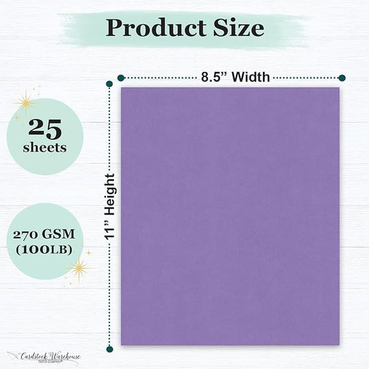 Cardstock Warehouse Pop-Tone Grape Jelly Purple Cardstock Paper – 25 Sheets, 8.5 x 11" - 100 lb / 270 GSM Premium Purple Card Stock for Die-cutting, Printing, Card Making & DIY Projects