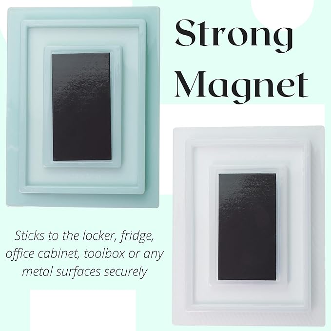 2 Pack Magnetic Locker Mirror for School Locker, Refrigerator, Office Cabinet, 6.3" x 4.8", Locker Accessories Rectangular Mirror (Soft Mint and White)