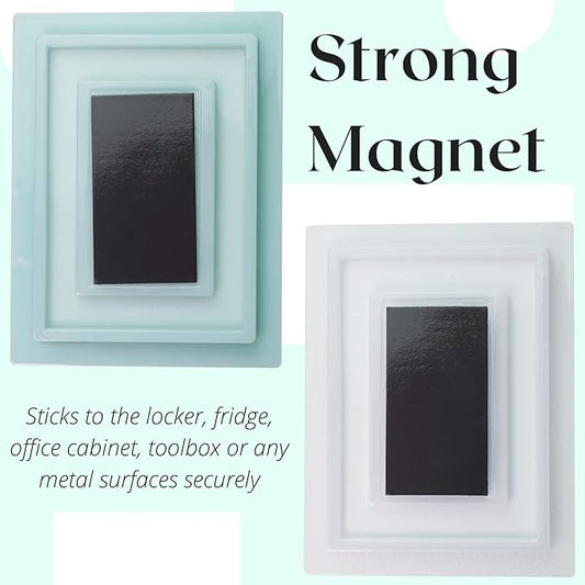 2 Pack Magnetic Locker Mirror for School Locker, Refrigerator, Office Cabinet, 6.3" x 4.8", Locker Accessories Rectangular Mirror (Soft Mint and White)