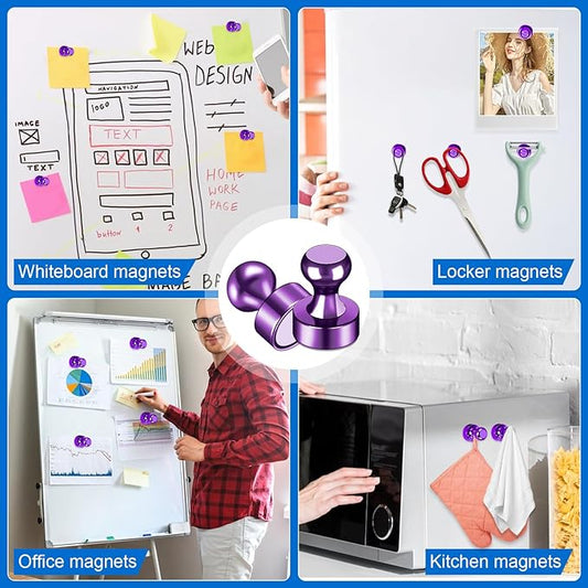 LOVIMAG 20 PCS Refrigerator Magnets, Purple Strong Neodymium Magnets for Whiteboard, Fridge, Push Pin, Office, Classroom, and Map