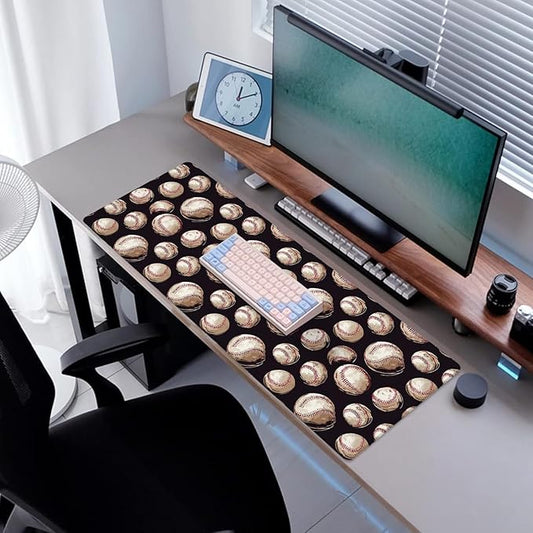 Baseball Gaming Mouse Pad, Desk Mat, Non-Slip Rubber Base Cool Aesthetic MousePads for Computer Laptop Keyboard Office School Home Desktop Decor 31.5" x 11.8"
