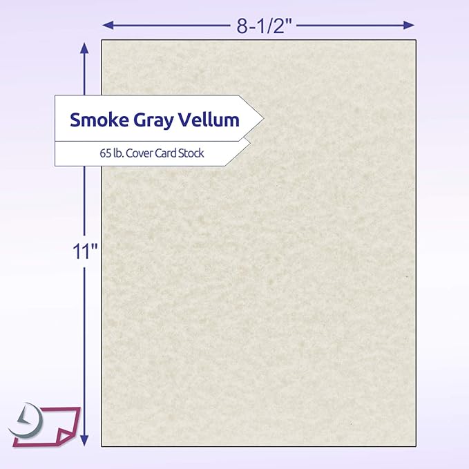 NextDayLabels - Pack of 50 Sheets - 8-1/2" x 11" (Letter Size) 65 lb. Parchment Cover Card Stock (Gray Smoke)