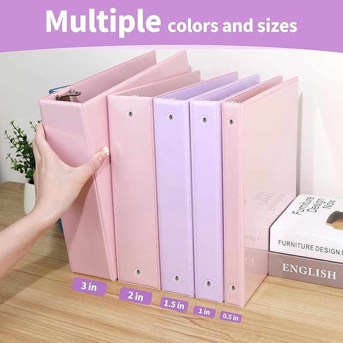 SUNEE 3 Ring Binder 1 Inch 1 Pack, Clear View Binder Three Ring PVC-Free (Fit 8.5x11 Inches) for School or Office Supplies, Purple