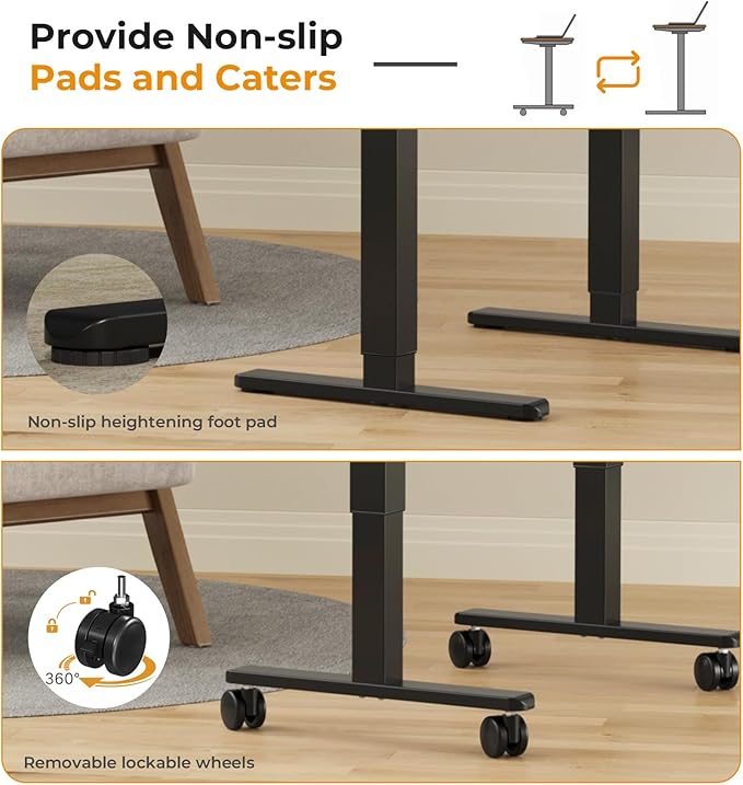 JOY worker Small Electric Standing Desk, 40" x 20" Whole Glass Piece Height Adjustable Desk with Memory Controller, Sit to Stand Desk Workstation for Home Office, Black